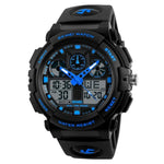 SKMEI 1270 Herren Wasserdichte Digitaluhr mit Doppelanzeige Outdoor Sportuhr, Rot, Grün, Blau, Grau, Golden