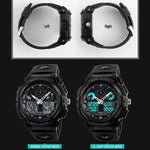 SKMEI 1270 Herren Wasserdichte Digitaluhr mit Doppelanzeige Outdoor Sportuhr, Rot, Grün, Blau, Grau, Golden