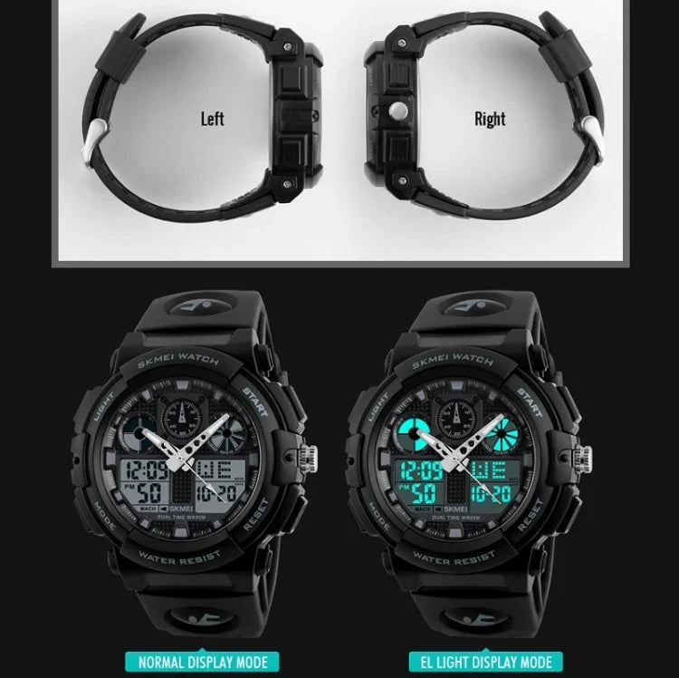 SKMEI 1270 Herren Wasserdichte Digitaluhr mit Doppelanzeige Outdoor Sportuhr, Rot, Grün, Blau, Grau, Golden
