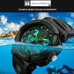 SKMEI 1270 Herren Wasserdichte Digitaluhr mit Doppelanzeige Outdoor Sportuhr, Rot, Grün, Blau, Grau, Golden
