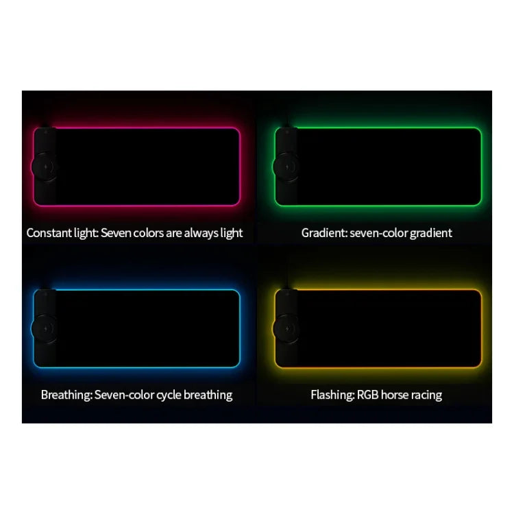 RGB01 10W Kabelloses Lade-Mauspad mit RGB-Beleuchtung, Größe: 800 x 300 x 4 mm