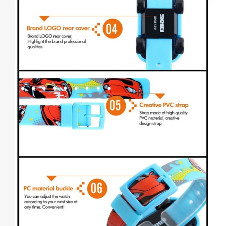 SKMEI 1241 Mode Niedliche Cartoon Auto Kinder Digitaluhr, Gelb, Rot, Blau, Schwarz, Hellblau