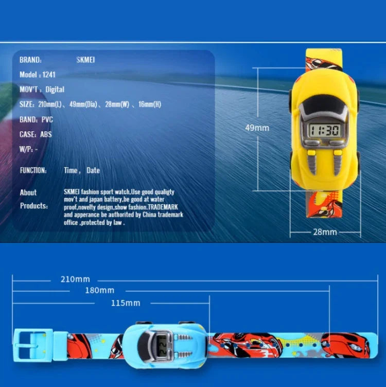 SKMEI 1241 Mode Niedliche Cartoon Auto Kinder Digitaluhr, Gelb, Rot, Blau, Schwarz, Hellblau