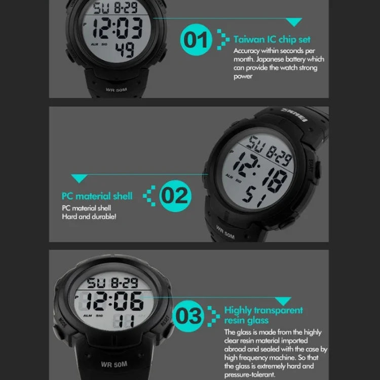 SKMEI 1068 Herren Wasserdichte Outdoor Sport Digitaluhr Studenten Modeuhr, Rot, Grün, Blau, Schwarz, Titanium, Golden, Armeegrün