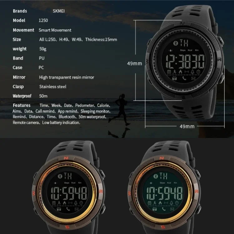 SKMEI 1219 Herren Multi-Funktions-Elektronische Uhr Outdoor Sportuhr, Grün, Blau, Schwarz, Roségold, Silber