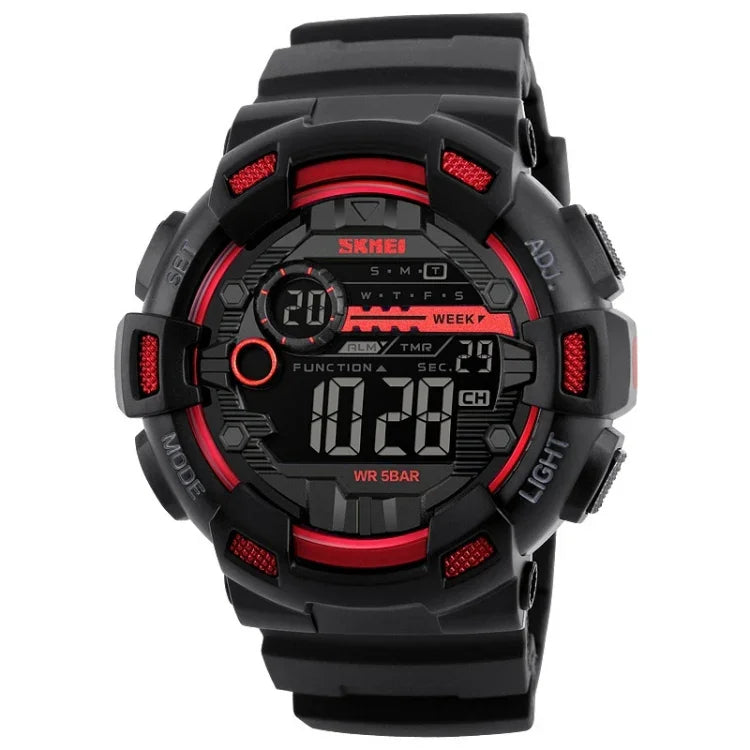 SKMEI 1243 Herren Sportuhr Outdoor Wasserdichte Digitaluhr, Rot, Schwarz, Gold