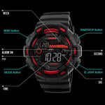 SKMEI 1243 Herren Sportuhr Outdoor Wasserdichte Digitaluhr, Rot, Schwarz, Gold