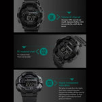 SKMEI 1243 Herren Sportuhr Outdoor Wasserdichte Digitaluhr, Rot, Schwarz, Gold