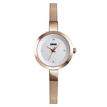 SKMEI 1390 Damen Business Casual Uhr Stahlband Leichte Quarzuhr, Roségold, Gold, Silber