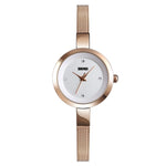 SKMEI 1390 Damen Business Casual Uhr Stahlband Leichte Quarzuhr, Roségold, Gold, Silber