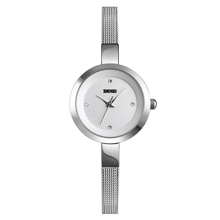 SKMEI 1390 Damen Business Casual Uhr Stahlband Leichte Quarzuhr, Roségold, Gold, Silber