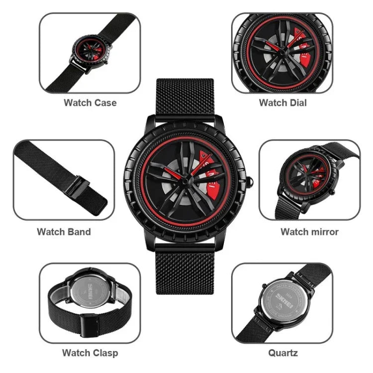 SKMEI 1634 Herren Wasserdichte Uhr Mode Quarz Uhr, schwarzes Mesh-Armband, weißes Mesh-Armband, schwarzes Stahlarmband, weißes Stahlarmband