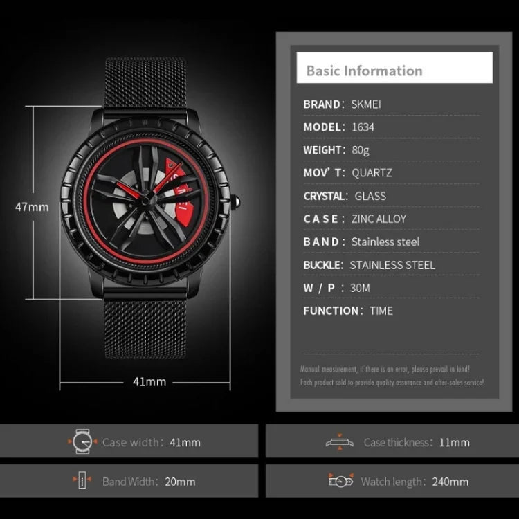 SKMEI 1634 Herren Wasserdichte Uhr Mode Quarz Uhr, schwarzes Mesh-Armband, weißes Mesh-Armband, schwarzes Stahlarmband, weißes Stahlarmband