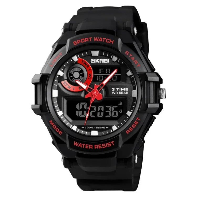 SKMEI 1357 Herren Multifunktionale Sport Digitaluhr Studenten Wasserdichte Uhr, Rot, Blau, Schwarz
