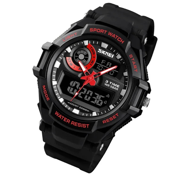 SKMEI 1357 Herren Multifunktionale Sport Digitaluhr Studenten Wasserdichte Uhr, Rot, Blau, Schwarz