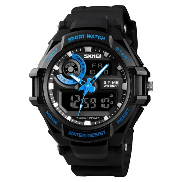 SKMEI 1357 Herren Multifunktionale Sport Digitaluhr Studenten Wasserdichte Uhr, Rot, Blau, Schwarz