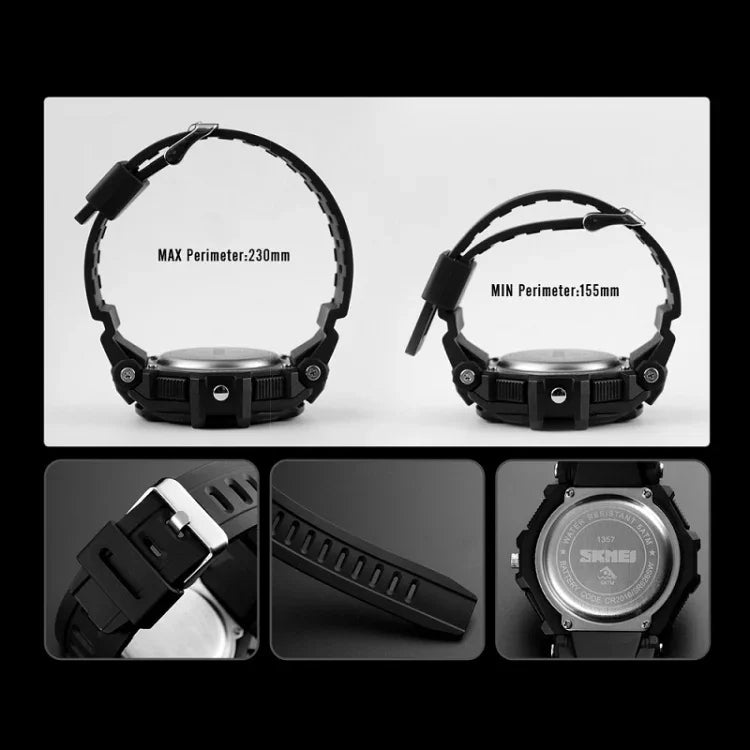 SKMEI 1357 Herren Multifunktionale Sport Digitaluhr Studenten Wasserdichte Uhr, Rot, Blau, Schwarz