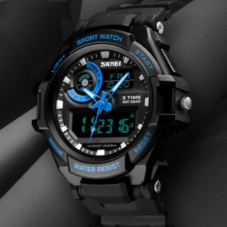 SKMEI 1357 Herren Multifunktionale Sport Digitaluhr Studenten Wasserdichte Uhr, Rot, Blau, Schwarz