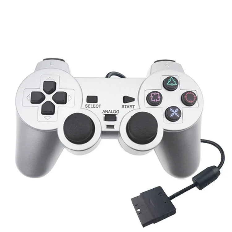 Kabelgebundenes Gamepad mit Dual-Motor-Vibration, silberfarben, Fuel-Injection-Technologie, geeignet für PS2