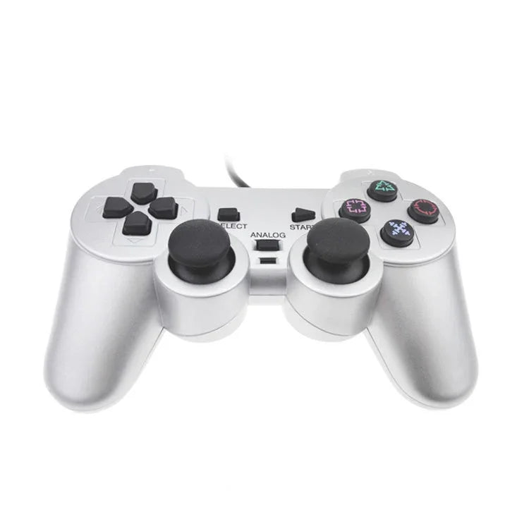 Kabelgebundenes Gamepad mit Dual-Motor-Vibration, silberfarben, Fuel-Injection-Technologie, geeignet für PS2
