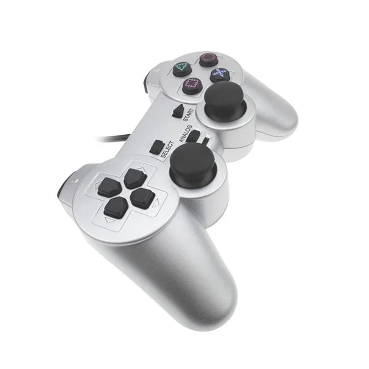 Kabelgebundenes Gamepad mit Dual-Motor-Vibration, silberfarben, Fuel-Injection-Technologie, geeignet für PS2