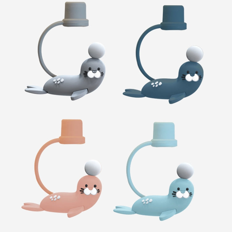 Kinder-Cartoon-Meerestier-Trinkbecher mit Strohhalm, sicher und umweltfreundlich, aus Kunststoff, Marineblau, Hellblau, Rosa, Hellgrau