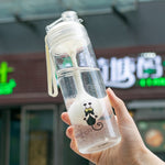 Cartoon Katzenmuster Tee Wasser Trennung Plastikbecher Mit Löffel, Weiß, Rot, Blau, Schwarz