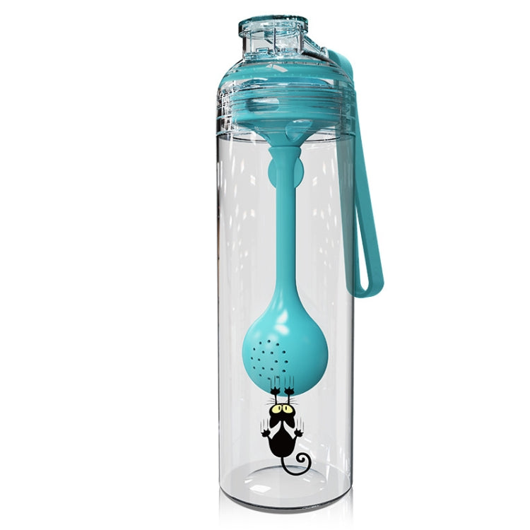 Cartoon Katzenmuster Tee Wasser Trennung Plastikbecher Mit Löffel, Weiß, Rot, Blau, Schwarz