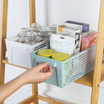 Desktop Snacks & Sundries Storage Basket Rectangular Plastic Storage Basket, Small （White）, Small （Light Green）, Large (White), Large（Llight Green）