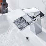 LED Drei Lichter Warm-Kalt-Wasserhahn Badezimmer Wasserfallarmatur CN-Stecker, Schwarz, Galvanisiert Silber