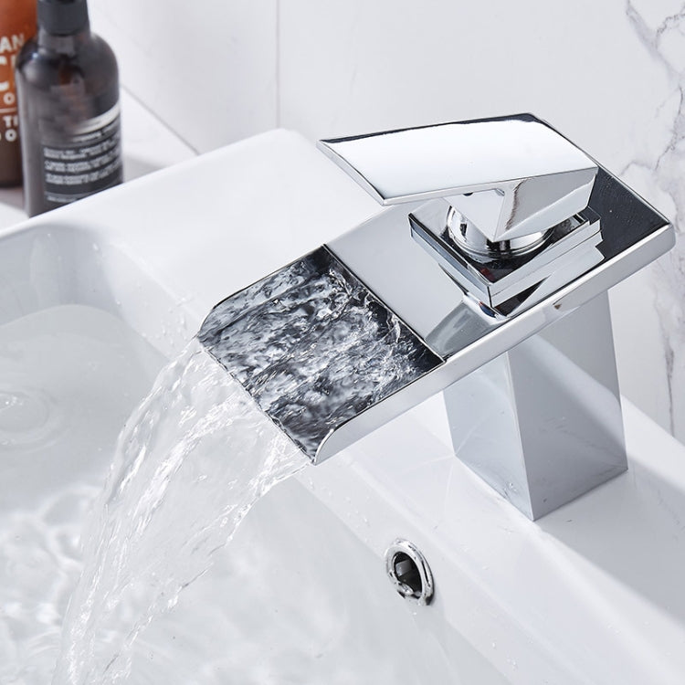 LED Drei Lichter Warm-Kalt-Wasserhahn Badezimmer Wasserfallarmatur CN-Stecker, Schwarz, Galvanisiert Silber