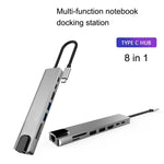 WC7367 8 in 1 87W Typ-C zu PD+USB3.0/USB2.0+SD+TF+HDMI+RJ45+Typ-C Dockingstation HUB, WC7367
