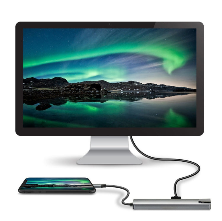 WC7367 8 in 1 87W Typ-C zu PD+USB3.0/USB2.0+SD+TF+HDMI+RJ45+Typ-C Dockingstation HUB, WC7367