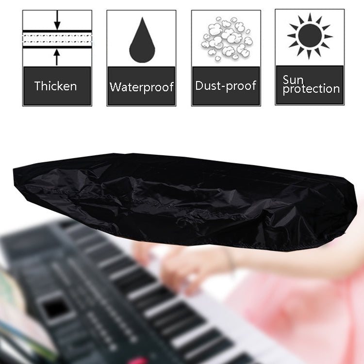 Wasserabweisende Öffnung Elektronische Tastaturabdeckung Oxford-Stoff Staubschutz mit Kordelzug Tastatur-Instrumentenabdeckung, 61 Tasten Schwarz 98x42x21cm, 88 Tasten Schwarz 124x49x36cm