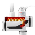 Küchen-Durchlauferhitzer Warmwasserhahn Heiß- und Kaltwasserbereiter EU-Stecker, Lampenanzeige unten Wasserzulauf, Lampenanzeige seitlicher Wasserzulauf, Lampenanzeige Auslaufschutz unten Wasserzulauf, Lampe zeigt Auslaufschutz seitlicher Wasserzulauf