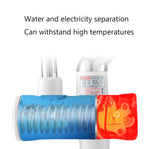 Küchen-Durchlauferhitzer Warmwasserhahn Heiß- und Kaltwasserbereiter EU-Stecker, Lampenanzeige unten Wasserzulauf, Lampenanzeige seitlicher Wasserzulauf, Lampenanzeige Auslaufschutz unten Wasserzulauf, Lampe zeigt Auslaufschutz seitlicher Wasserzulauf