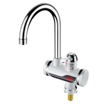 Küchen-Durchlauferhitzer Warmwasserhahn Heiß- und Kaltwasserbereiter EU-Stecker, Lampenanzeige unten Wasserzulauf, Lampenanzeige seitlicher Wasserzulauf, Lampenanzeige Auslaufschutz unten Wasserzulauf, Lampe zeigt Auslaufschutz seitlicher Wasserzulauf