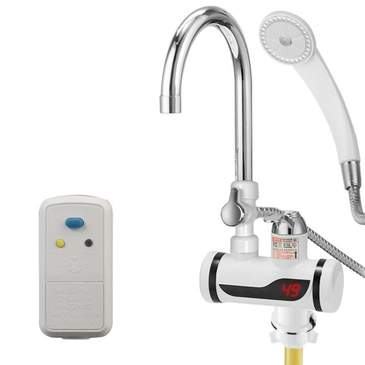 Küchen-Durchlauferhitzer Warmwasserhahn Heiß- und Kaltwasserbereiter EU-Stecker, Lampenanzeige unten Wasserzulauf, Lampenanzeige seitlicher Wasserzulauf, Lampenanzeige Auslaufschutz unten Wasserzulauf, Lampe zeigt Auslaufschutz seitlicher Wasserzulauf