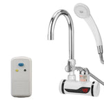 Küchen-Durchlauferhitzer Warmwasserhahn Heiß- und Kaltwasserbereiter EU-Stecker, Lampenanzeige unten Wasserzulauf, Lampenanzeige seitlicher Wasserzulauf, Lampenanzeige Auslaufschutz unten Wasserzulauf, Lampe zeigt Auslaufschutz seitlicher Wasserzulauf