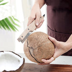 Multifunktionaler Kokosnuss-Schalenöffner aus Edelstahl mit Holzgriff, Kokosnussfleischmesser, Küchenhelfer, Kokosnuss-Schalenöffner