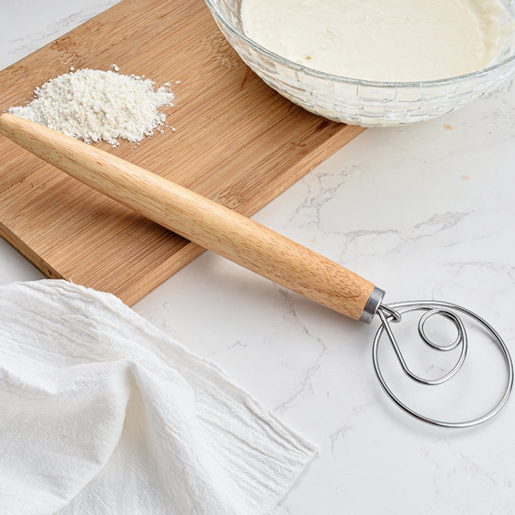 2 Stück 13 Zoll Eichengriff Mehlmischer Teig Edelstahl Rührstab Schneebesen, Einzelkreis-Rührer, Doppelkreis-Rührer, Dreifachkreis-Rührer