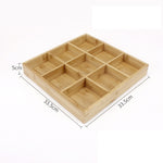 Hot Pot Bambusteller mit Fächern, Servierplatte aus Holz, großes Neuner-Raster, Sechser-Raster, großes Vierer-Raster aus Bambus, mittleres Vierer-Raster aus Bambus, kleines Vierer-Raster aus Bambus, Dreier-Raster aus Bambus, Zweier-Raster               