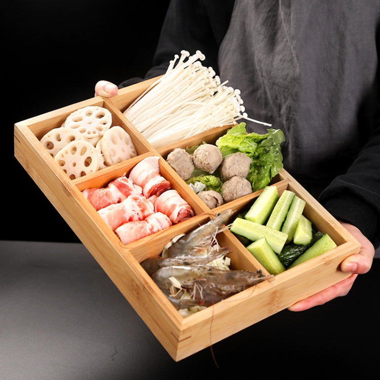 Hot Pot Bambusteller mit Fächern, Servierplatte aus Holz, großes Neuner-Raster, Sechser-Raster, großes Vierer-Raster aus Bambus, mittleres Vierer-Raster aus Bambus, kleines Vierer-Raster aus Bambus, Dreier-Raster aus Bambus, Zweier-Raster               