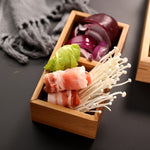 Hot Pot Bambusteller mit Fächern, Servierplatte aus Holz, großes Neuner-Raster, Sechser-Raster, großes Vierer-Raster aus Bambus, mittleres Vierer-Raster aus Bambus, kleines Vierer-Raster aus Bambus, Dreier-Raster aus Bambus, Zweier-Raster               