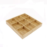 Hot Pot Bambusteller mit Fächern, Servierplatte aus Holz, großes Neuner-Raster, Sechser-Raster, großes Vierer-Raster aus Bambus, mittleres Vierer-Raster aus Bambus, kleines Vierer-Raster aus Bambus, Dreier-Raster aus Bambus, Zweier-Raster               
