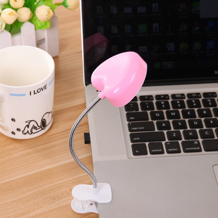 Mini Liebesherz Clip LED Buchlampe Leselampe Schreibtischlampe Tastaturlicht Augenschutz Energiespar Nachtlicht, Pink, Gelb, Blau