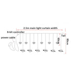 LED-Herz-Deko-Lichterkette, Vorhanglichter, Lichterkette für den Urlaub, EU-Stecker, warmweißes Licht, buntes Licht