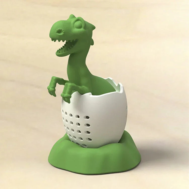 Silikon-Teesieb „Dinosaurier Baby“, Glücksgrün, Kerzenlichtgelb