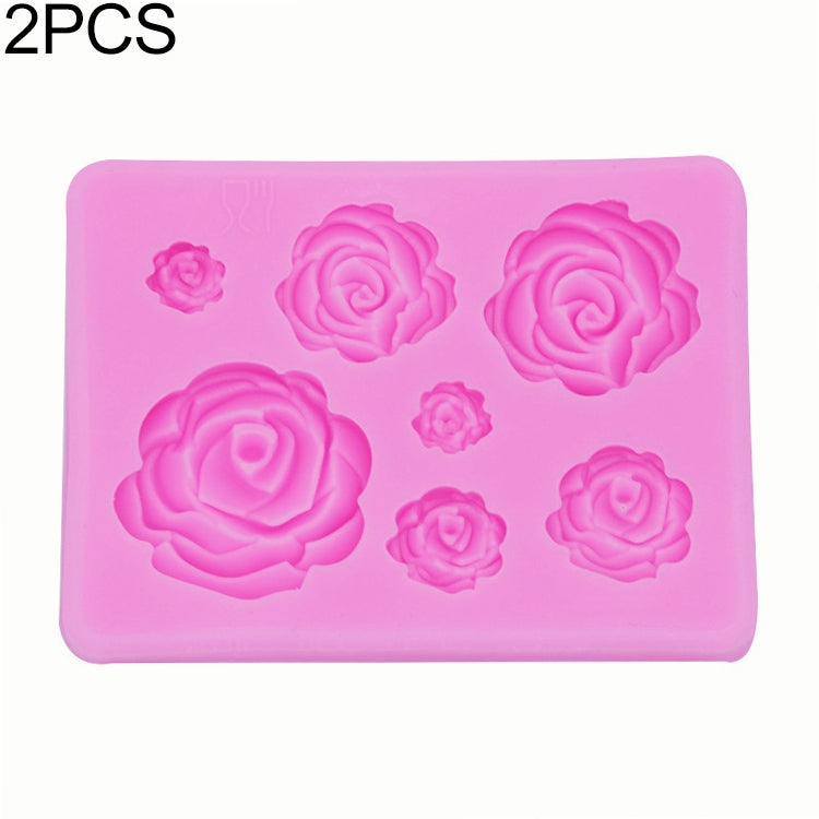 2 Stück DIY Handgemachte Seife Schokolade Fondant Backform 3D Rose Blume Kuchen Dekoration Silikonform, Blumenform (Pink), Blumenform (Grau)