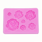 2 Stück DIY Handgemachte Seife Schokolade Fondant Backform 3D Rose Blume Kuchen Dekoration Silikonform, Blumenform (Pink), Blumenform (Grau)